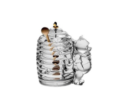 Dóza na med z olovnantého krištáľu- Medvedík 400 ml